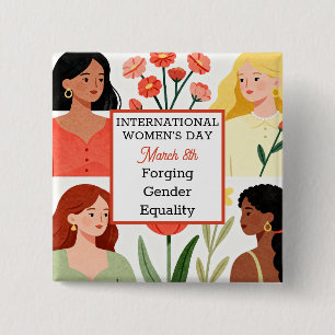 International Women's Day Forging Gender Equality 15 Cm Square Badge