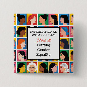 International Women's Day Forging Gender Equality 15 Cm Square Badge