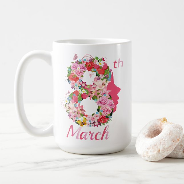 international women's day happy women's day 8 2024 coffee mug (With Donut)