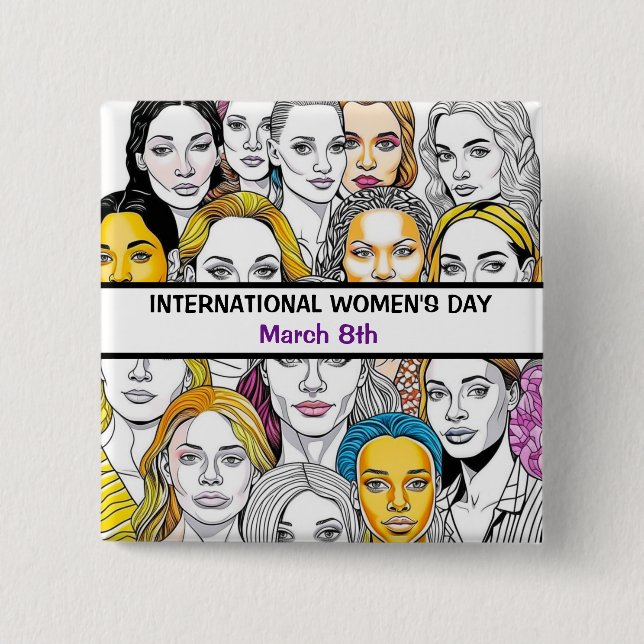 International Women's Day March 8th 15 Cm Square Badge (Front)