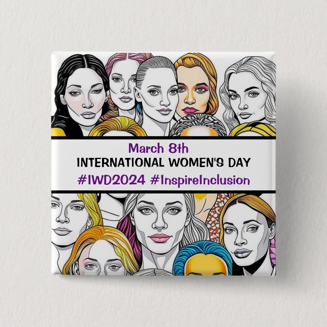 International Women's Day March 8th 15 Cm Square Badge (Front)