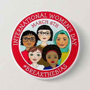 International Women's Day March 8th   7.5 Cm Round Badge