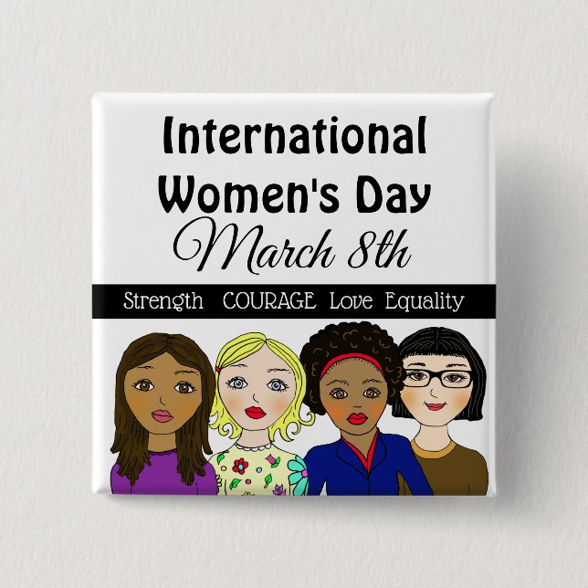 International Women's Day March 8th Button (Front)