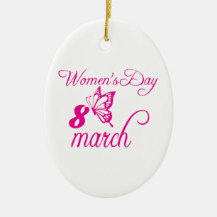 International Women's Day, March 8th Ceramic Tree Decoration