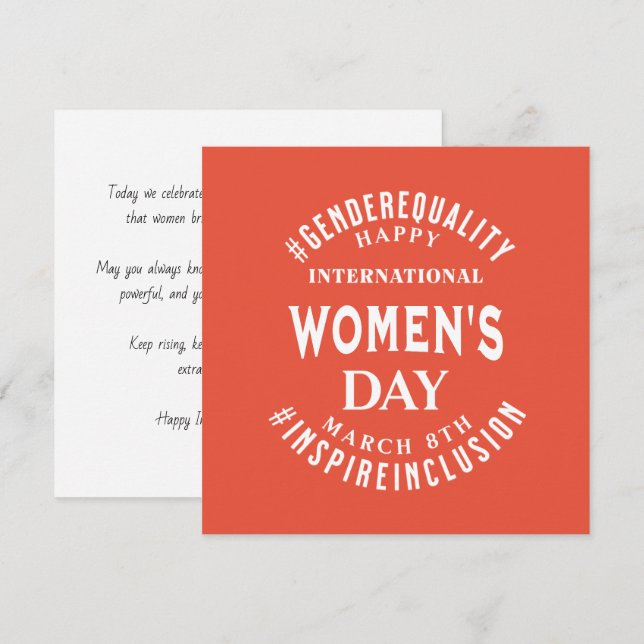 International Women's Day | March 8th Equality Card (Front/Back)