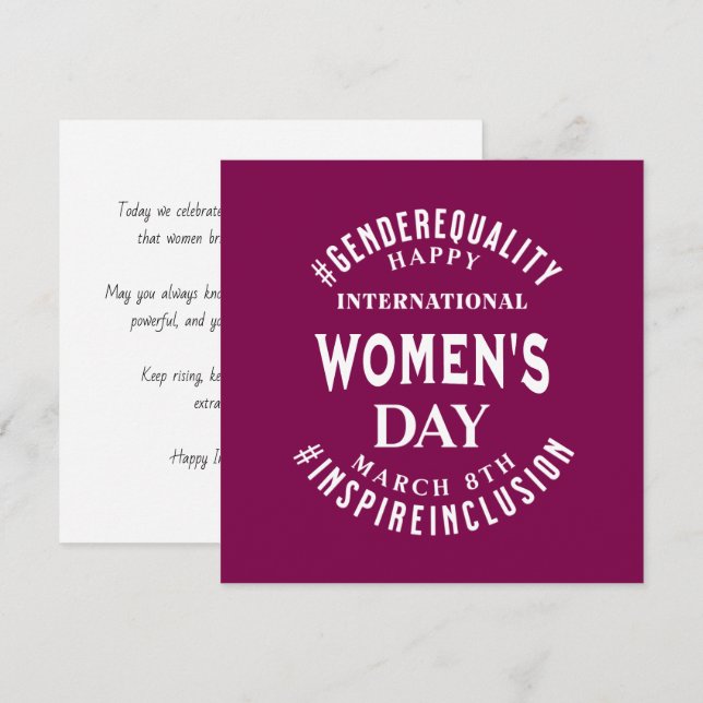 International Women's Day | March 8th Equality Card (Front/Back)