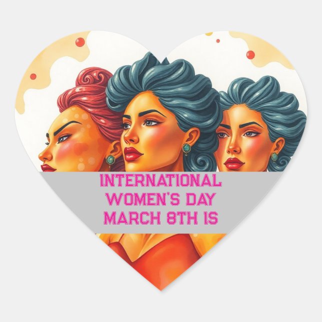 International Women's Day - March 8th Heart Heart Sticker (Front)