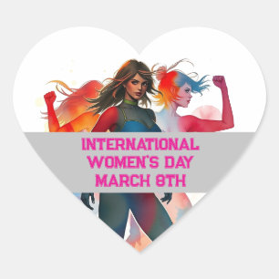 International Women's Day - March 8th Heart Sticker