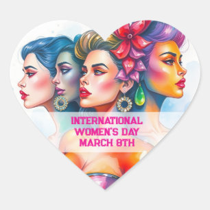International Women's Day - March 8th Heart Sticker