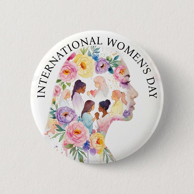 International Women's Day March 8th IWD 6 Cm Round Badge (Front)