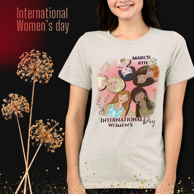 International Women's Day Pink Feminine Portraits Tri-Blend Shirt (International Women's Day Pink Feminine Portraits Tri-Blend Shirt
)
