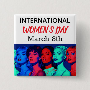 International Women's Day   Pop Art  15 Cm Square Badge