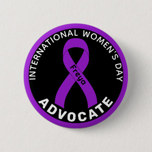 International Women's Day Ribbon Black Button