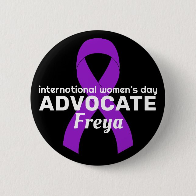 International Women's Day Ribbon Black Button (Front)