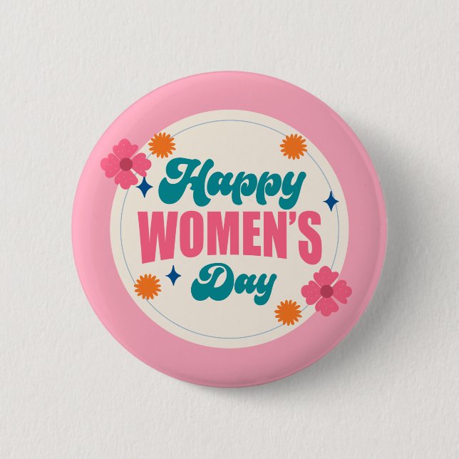 International women's day trendy girly cute Button (Front)