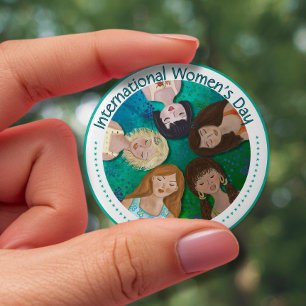 International Women's Day with Diverse Characters  10 Cm Round Badge