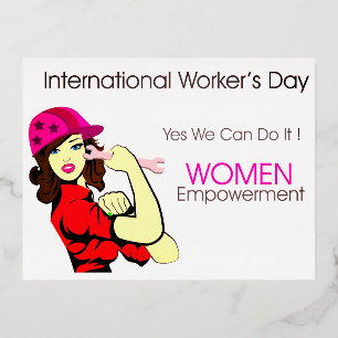 International Worker's Day Foil Holiday Postcard