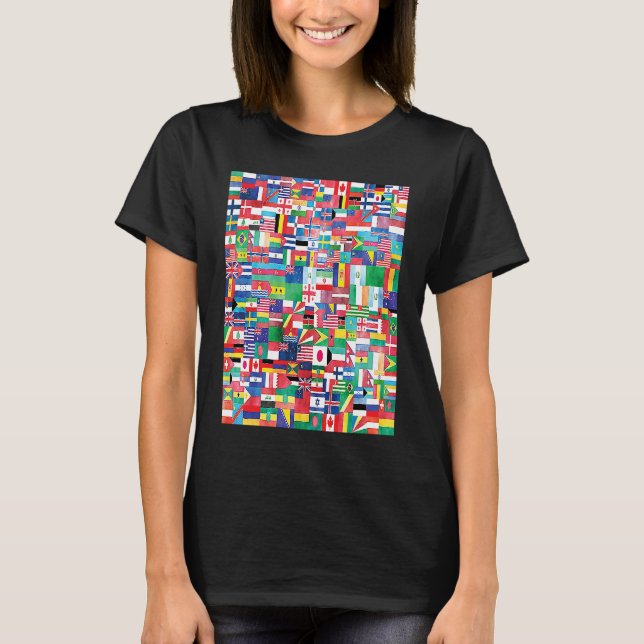 International World Flags  Flags World Map Globe T-Shirt (Front)