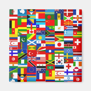 International World Wide Flag Collage Magnet