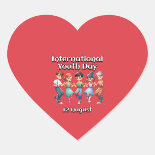 International Youth Day. 12 August Heart Sticker