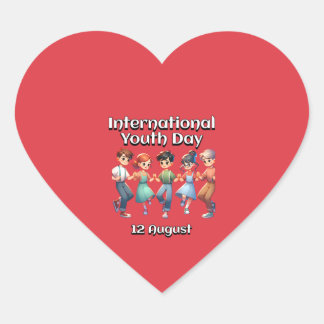 International Youth Day. 12 August Heart Sticker