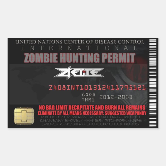 International Zombie Hunting Permit Sticker (Front)