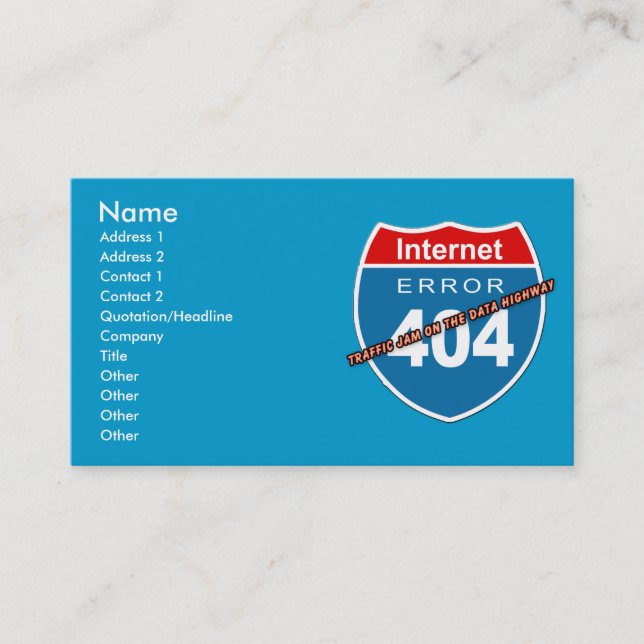Internet Error 404 Business Card (Front)