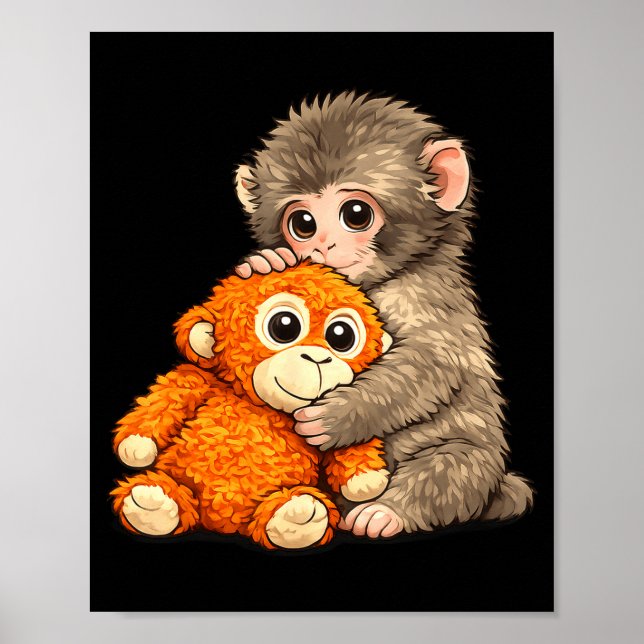 Internet meme punch monkey with teddy bear cuddlin poster (Front)
