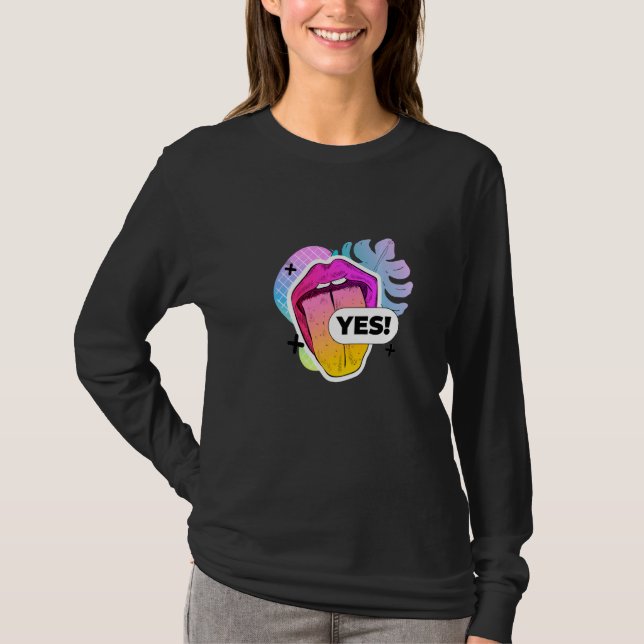 Internet   Says Yes Kiss Mouth Tongue Lips T-Shirt (Front)