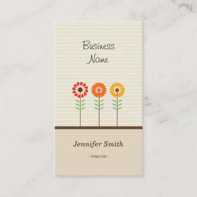 Internist - Cute Floral Theme Business Card (Front)