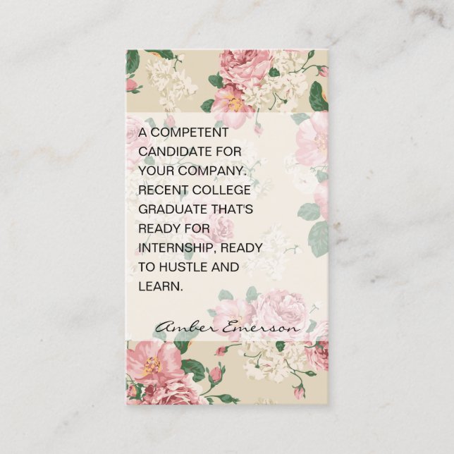 Internship Floral Pattern Business Card (Front)