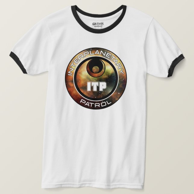 Interplanetary Patrol Black Space Logo T-Shirt (Design Front)