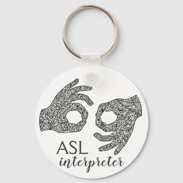 "Interpreter" American Sign Language Keychain (Front)