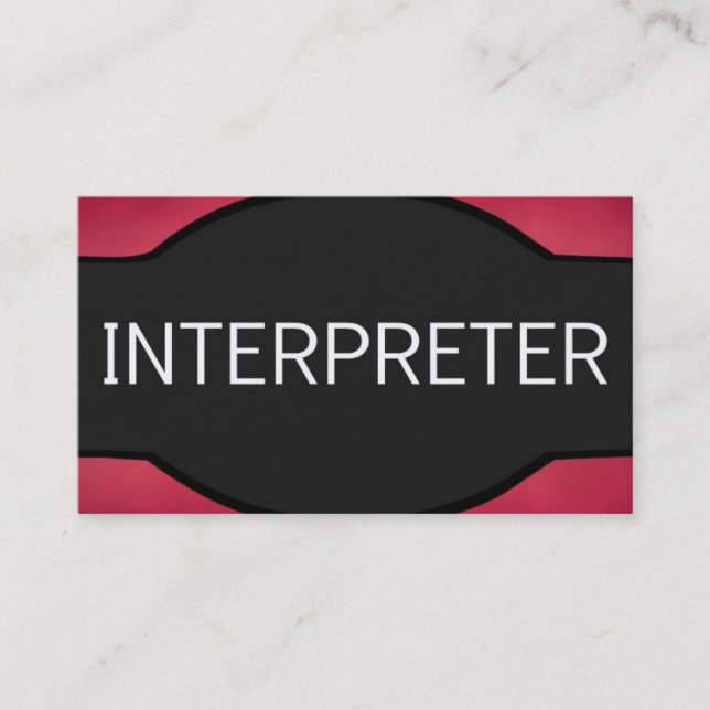 Interpreter Elegant Name Plate Business Card (Front)