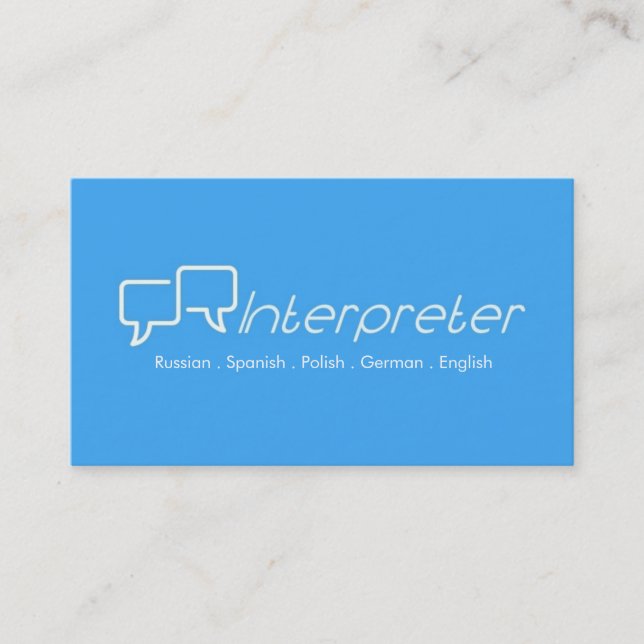 Interpreter, Translator, Business Card (Front)