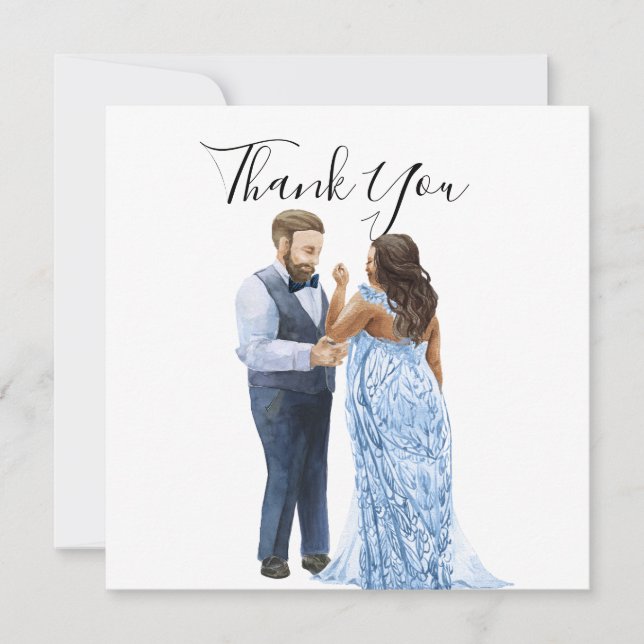 Interracial Couple Wedding Thank You Cards (Front)