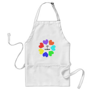 Interracial Love Rainbow Hearts Apron