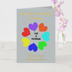 Interracial Love Rainbow Hearts Custom Foil Greeting Card