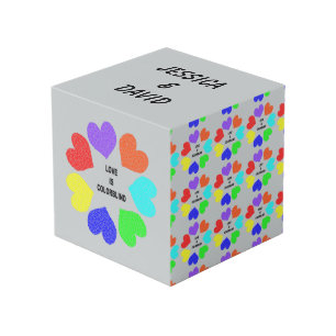 Interracial Love Rainbow Hearts Custom Photo Cube