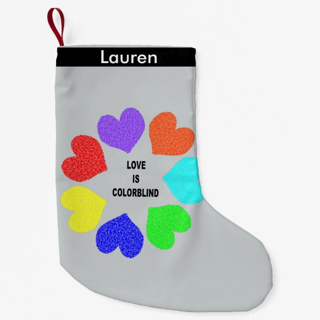 Interracial Love Rainbow Hearts Custom Stocking (Front)