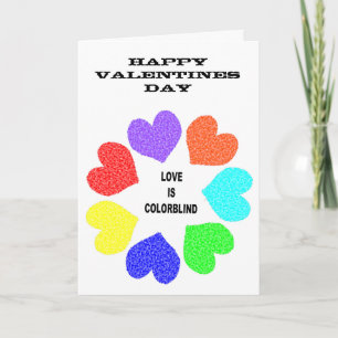 Interracial Love Rainbow Hearts Custom Valentines Holiday Card