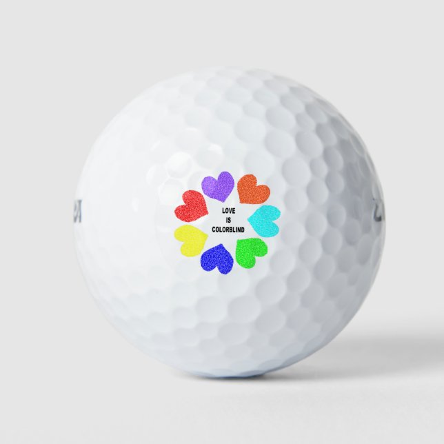 Interracial Love Rainbow Hearts Golf Balls (Front)