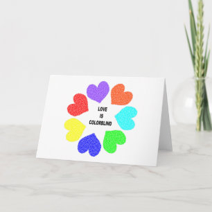 Interracial Love Rainbow Hearts Greeting Card