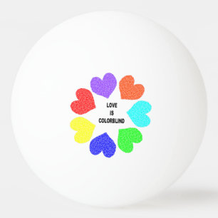 Interracial Love Rainbow Hearts Ping Pong Ball