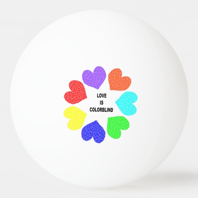 Interracial Love Rainbow Hearts Ping Pong Ball (Front)