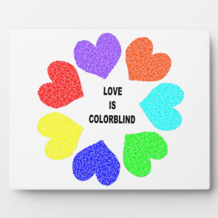 Interracial Love Rainbow Hearts Plaque