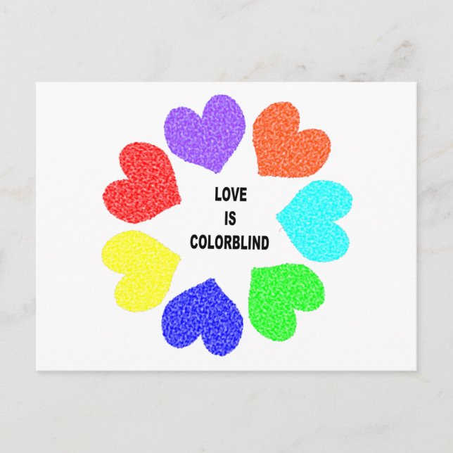 Interracial Love Rainbow Hearts Postcard (Front)