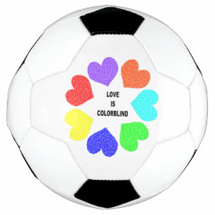 Interracial Love Rainbow Hearts Soccer Ball