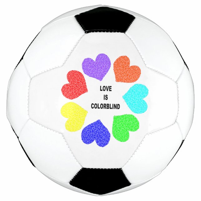 Interracial Love Rainbow Hearts Soccer Ball (Front)