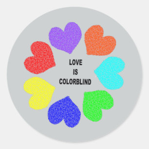 Interracial Love Rainbow Hearts Stickers